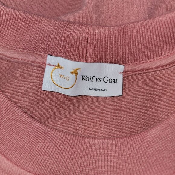 Wolf Vs Goat Pink Crewneck Sweatshirt S 58% Cotton 38% Modal 4% Elastan Made In - Picture 2 of 4